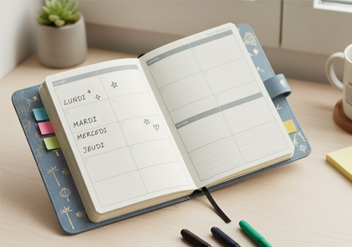 Agenda sur une table